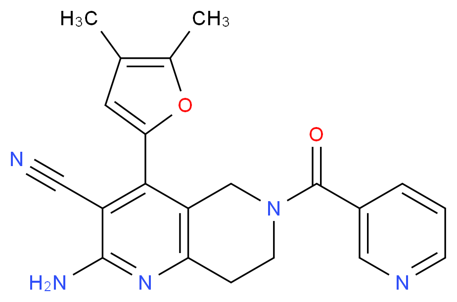 2-amino-4-(4,5-dimethyl-2-furyl)-6-(3-pyridinylcarbonyl)-5,6,7,8-tetrahydro-1,6-naphthyridine-3-carbonitrile_Molecular_structure_CAS_)