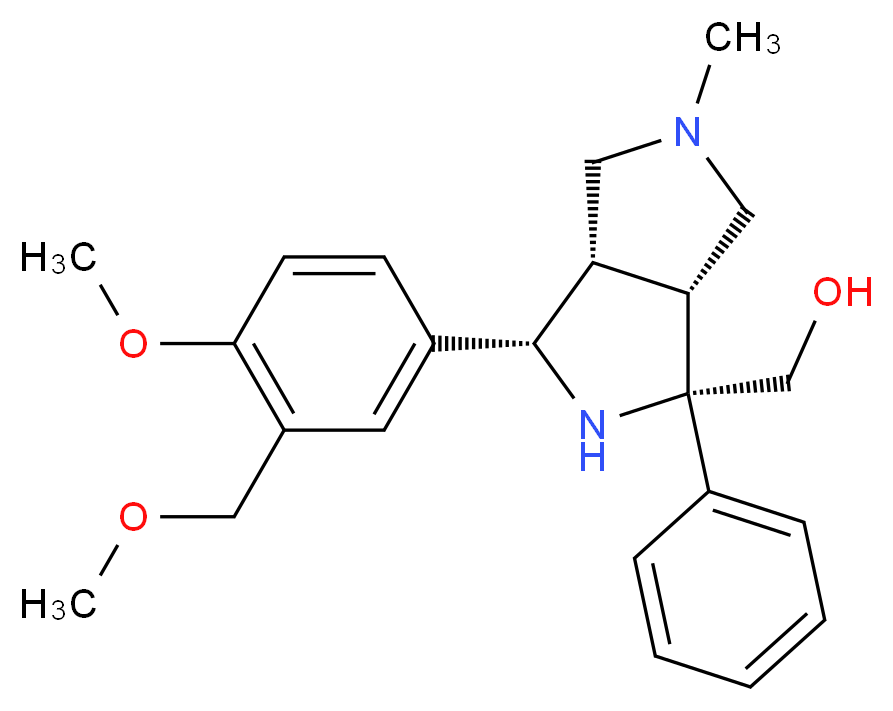 {(1S*,3S*,3aS*,6aR*)-3-[4-methoxy-3-(methoxymethyl)phenyl]-5-methyl-1-phenyloctahydropyrrolo[3,4-c]pyrrol-1-yl}methanol_Molecular_structure_CAS_)