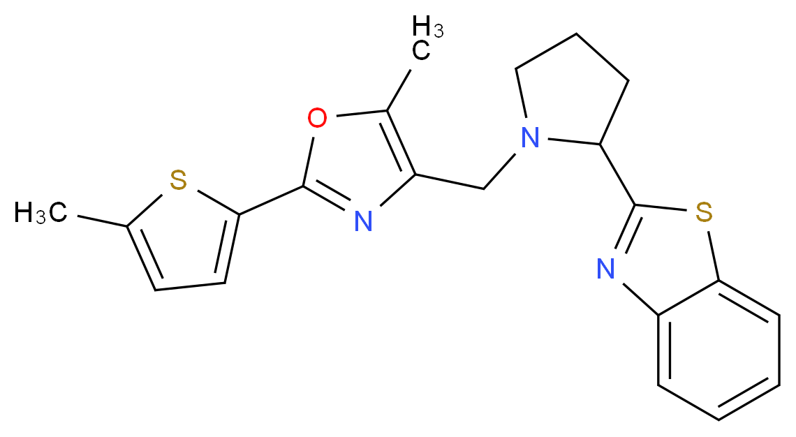 2-(1-{[5-methyl-2-(5-methyl-2-thienyl)-1,3-oxazol-4-yl]methyl}-2-pyrrolidinyl)-1,3-benzothiazole_Molecular_structure_CAS_)