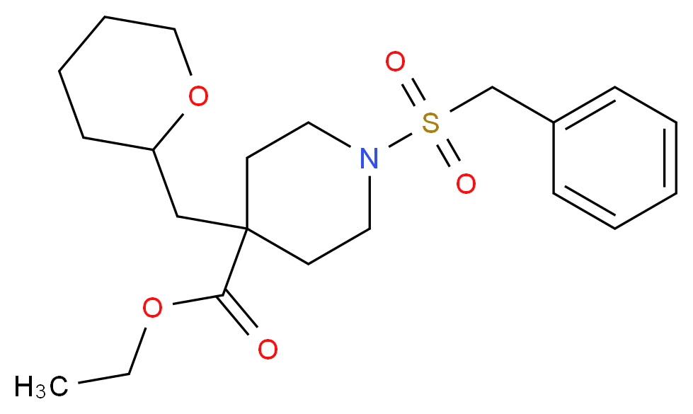 ethyl 1-(benzylsulfonyl)-4-(tetrahydro-2H-pyran-2-ylmethyl)-4-piperidinecarboxylate_Molecular_structure_CAS_)