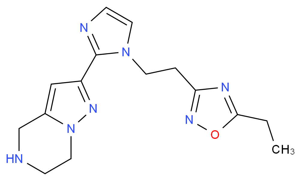 2-{1-[2-(5-ethyl-1,2,4-oxadiazol-3-yl)ethyl]-1H-imidazol-2-yl}-4,5,6,7-tetrahydropyrazolo[1,5-a]pyrazine_Molecular_structure_CAS_)