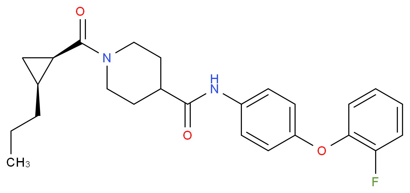 N-[4-(2-fluorophenoxy)phenyl]-1-{[(1R*,2S*)-2-propylcyclopropyl]carbonyl}-4-piperidinecarboxamide_Molecular_structure_CAS_)