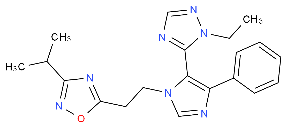 5-{2-[5-(1-ethyl-1H-1,2,4-triazol-5-yl)-4-phenyl-1H-imidazol-1-yl]ethyl}-3-isopropyl-1,2,4-oxadiazole_Molecular_structure_CAS_)