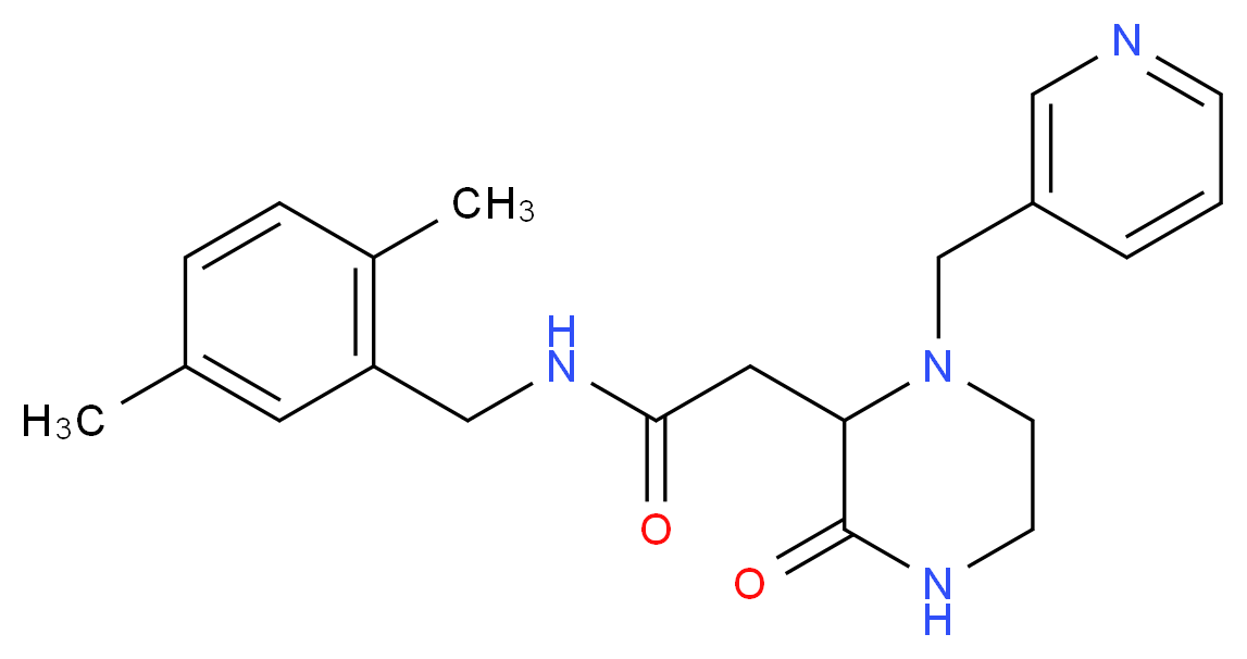 N-(2,5-dimethylbenzyl)-2-[3-oxo-1-(3-pyridinylmethyl)-2-piperazinyl]acetamide_Molecular_structure_CAS_)