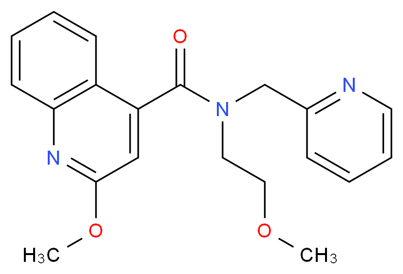 2-methoxy-N-(2-methoxyethyl)-N-(pyridin-2-ylmethyl)quinoline-4-carboxamide_Molecular_structure_CAS_)