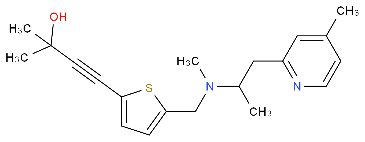 2-methyl-4-[5-({methyl[1-methyl-2-(4-methylpyridin-2-yl)ethyl]amino}methyl)-2-thienyl]but-3-yn-2-ol_Molecular_structure_CAS_)