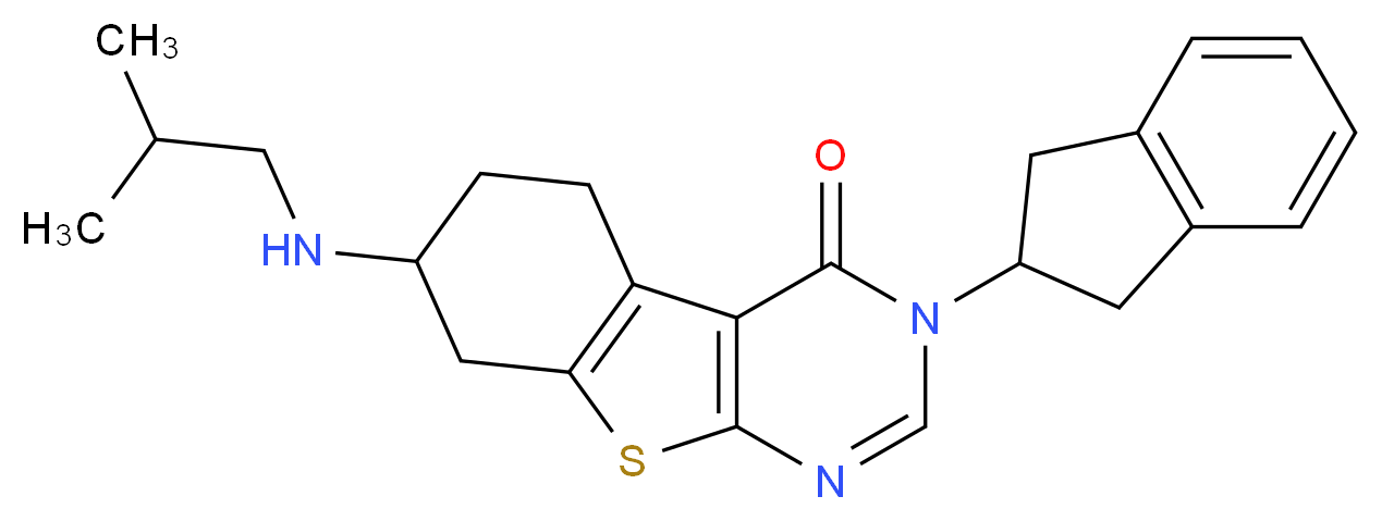 3-(2,3-dihydro-1H-inden-2-yl)-7-(isobutylamino)-5,6,7,8-tetrahydro[1]benzothieno[2,3-d]pyrimidin-4(3H)-one_Molecular_structure_CAS_)