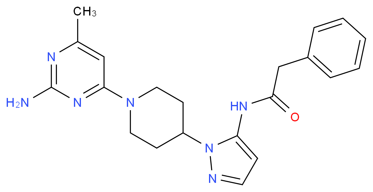 N-{1-[1-(2-amino-6-methylpyrimidin-4-yl)piperidin-4-yl]-1H-pyrazol-5-yl}-2-phenylacetamide_Molecular_structure_CAS_)