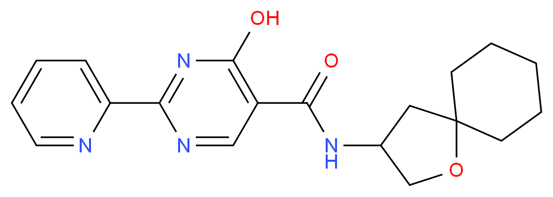 4-hydroxy-N-1-oxaspiro[4.5]dec-3-yl-2-pyridin-2-ylpyrimidine-5-carboxamide_Molecular_structure_CAS_)