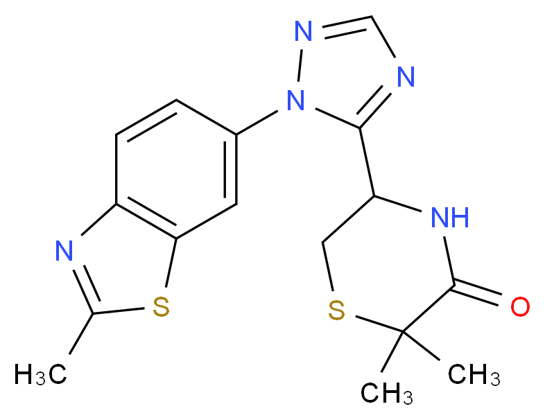 2,2-dimethyl-5-[1-(2-methyl-1,3-benzothiazol-6-yl)-1H-1,2,4-triazol-5-yl]thiomorpholin-3-one_Molecular_structure_CAS_)
