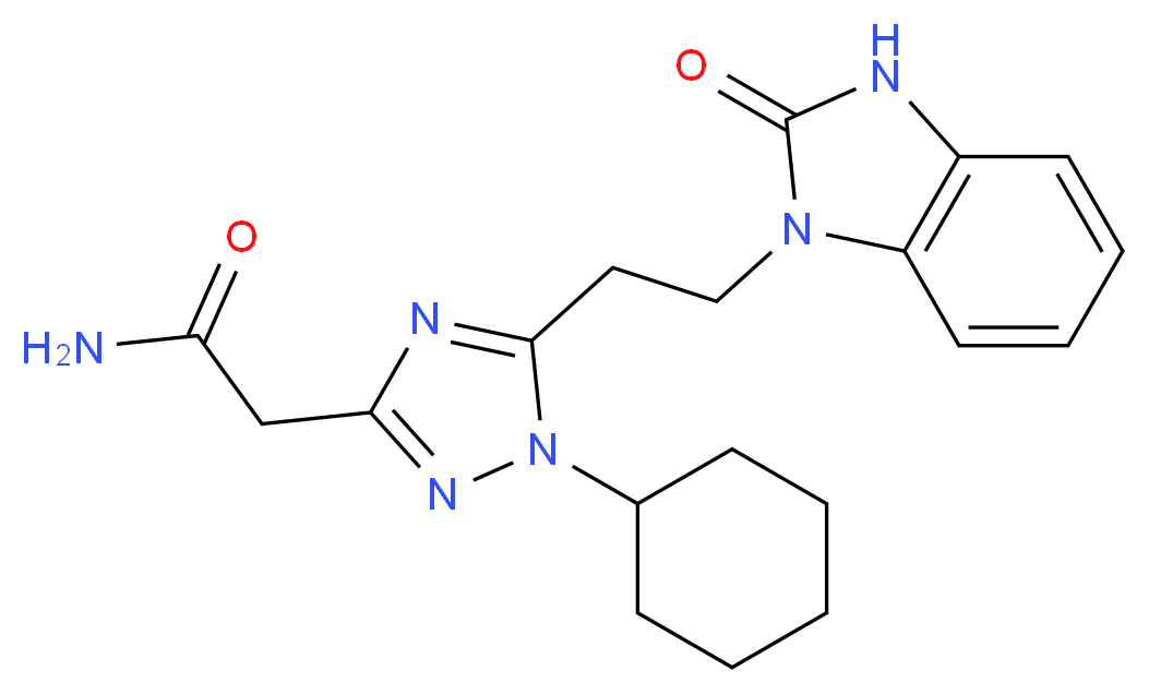 2-{1-cyclohexyl-5-[2-(2-oxo-2,3-dihydro-1H-benzimidazol-1-yl)ethyl]-1H-1,2,4-triazol-3-yl}acetamide_Molecular_structure_CAS_)