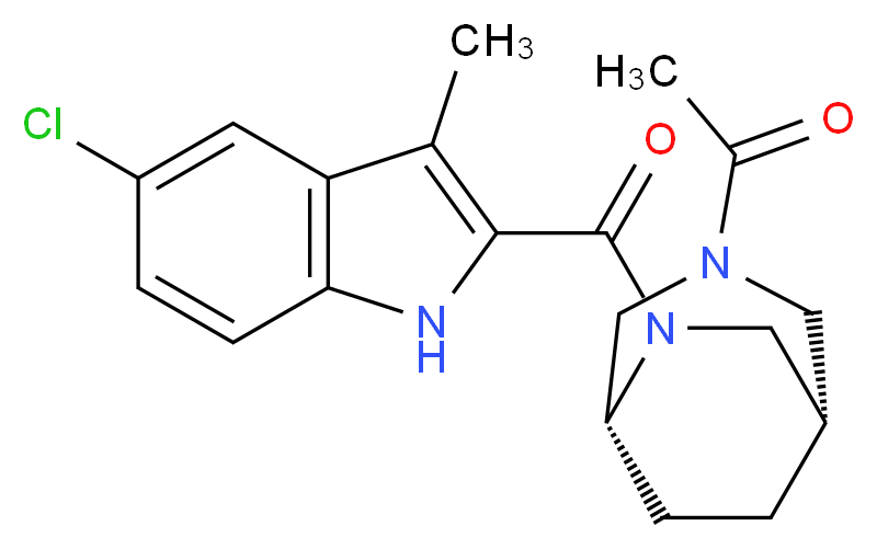 (1S*,5R*)-3-acetyl-6-[(5-chloro-3-methyl-1H-indol-2-yl)carbonyl]-3,6-diazabicyclo[3.2.2]nonane_Molecular_structure_CAS_)