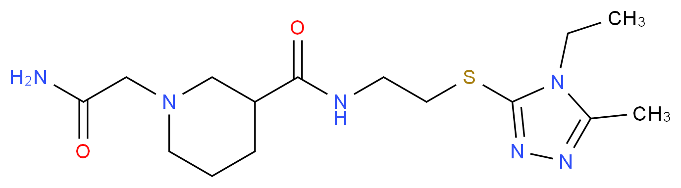 1-(2-amino-2-oxoethyl)-N-{2-[(4-ethyl-5-methyl-4H-1,2,4-triazol-3-yl)thio]ethyl}piperidine-3-carboxamide_Molecular_structure_CAS_)