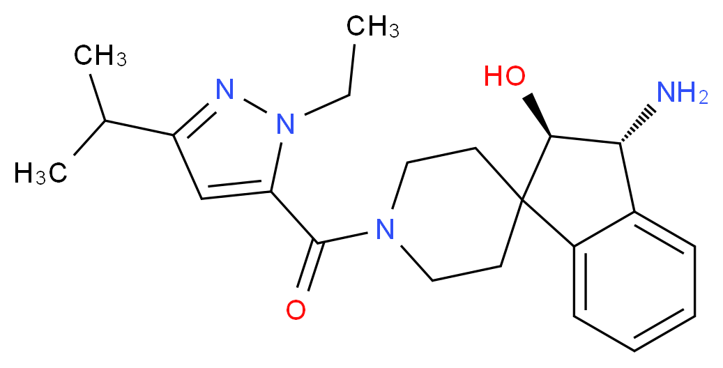 (2R*,3R*)-3-amino-1'-[(1-ethyl-3-isopropyl-1H-pyrazol-5-yl)carbonyl]-2,3-dihydrospiro[indene-1,4'-piperidin]-2-ol_Molecular_structure_CAS_)