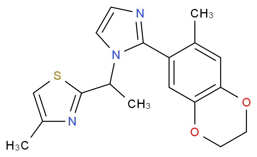 4-methyl-2-{1-[2-(7-methyl-2,3-dihydro-1,4-benzodioxin-6-yl)-1H-imidazol-1-yl]ethyl}-1,3-thiazole_Molecular_structure_CAS_)