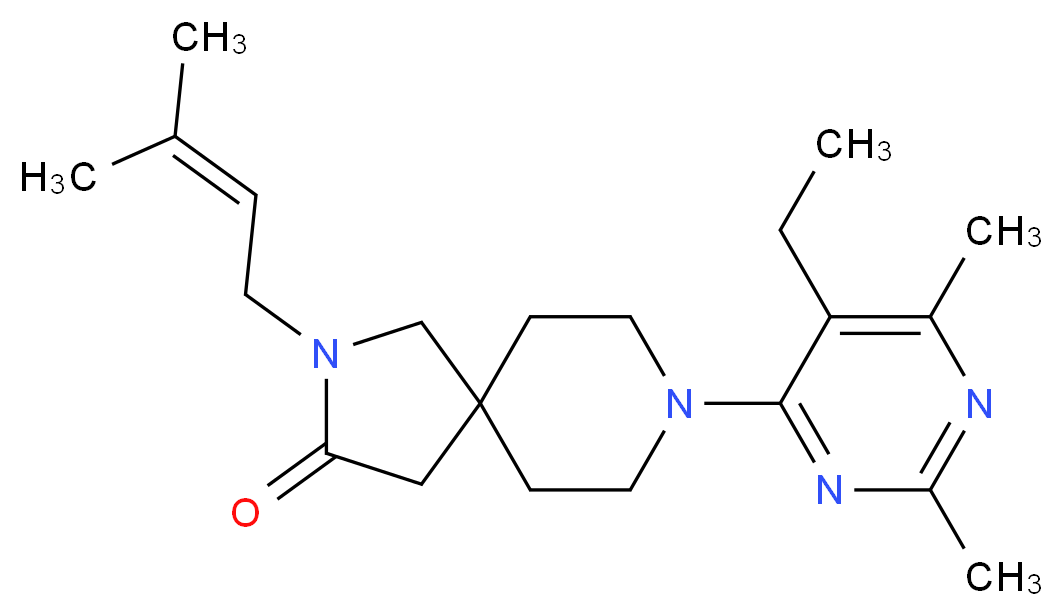 8-(5-ethyl-2,6-dimethyl-4-pyrimidinyl)-2-(3-methyl-2-buten-1-yl)-2,8-diazaspiro[4.5]decan-3-one_Molecular_structure_CAS_)