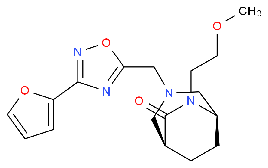 (1S*,5R*)-3-{[3-(2-furyl)-1,2,4-oxadiazol-5-yl]methyl}-6-(2-methoxyethyl)-3,6-diazabicyclo[3.2.2]nonan-7-one_Molecular_structure_CAS_)
