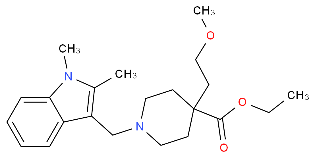 ethyl 1-[(1,2-dimethyl-1H-indol-3-yl)methyl]-4-(2-methoxyethyl)-4-piperidinecarboxylate_Molecular_structure_CAS_)