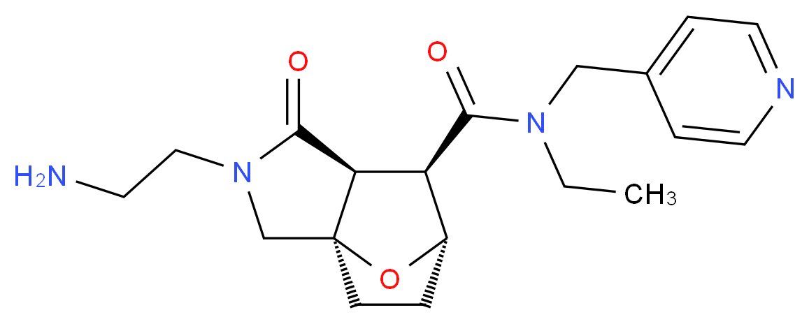 (1R*,5S*,6R*,7S*)-3-(2-aminoethyl)-N-ethyl-4-oxo-N-(pyridin-4-ylmethyl)-10-oxa-3-azatricyclo[5.2.1.0~1,5~]decane-6-carboxamide_Molecular_structure_CAS_)