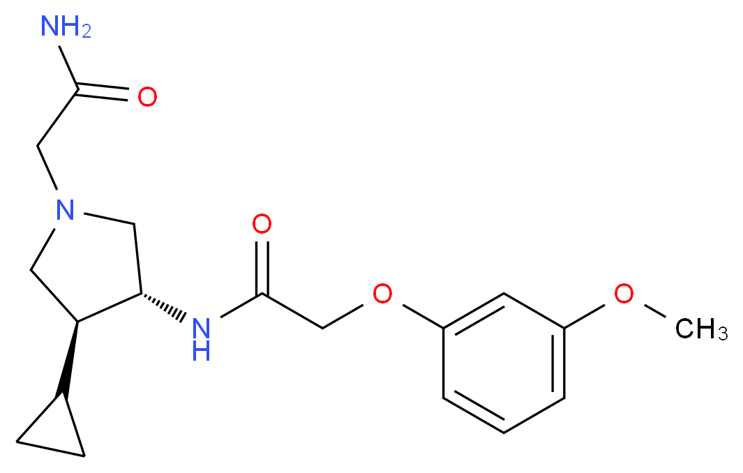 2-((3S*,4R*)-3-cyclopropyl-4-{[(3-methoxyphenoxy)acetyl]amino}-1-pyrrolidinyl)acetamide_Molecular_structure_CAS_)