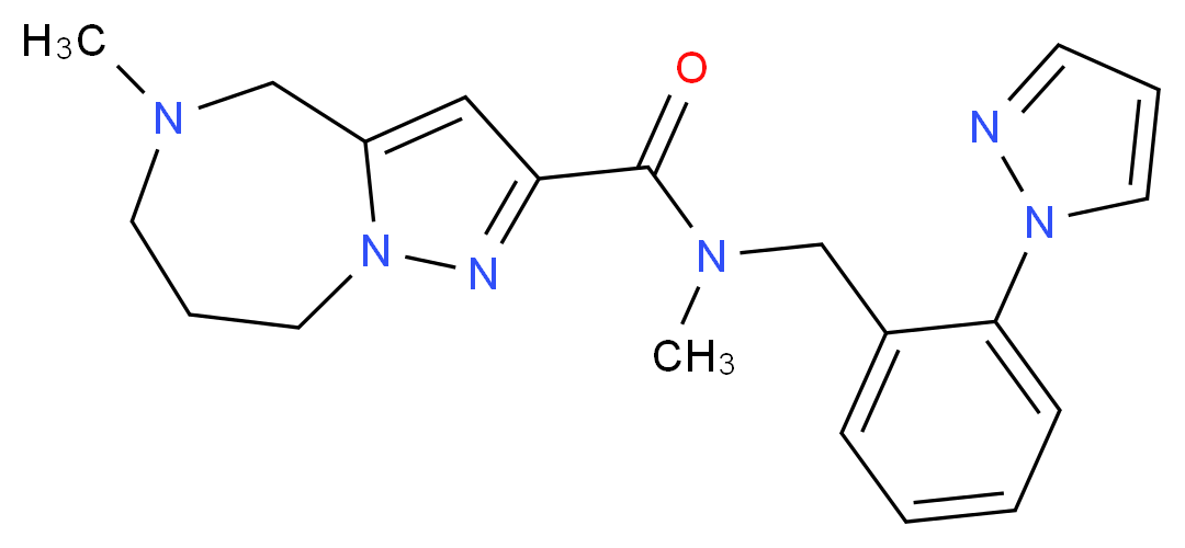 N,5-dimethyl-N-[2-(1H-pyrazol-1-yl)benzyl]-5,6,7,8-tetrahydro-4H-pyrazolo[1,5-a][1,4]diazepine-2-carboxamide_Molecular_structure_CAS_)