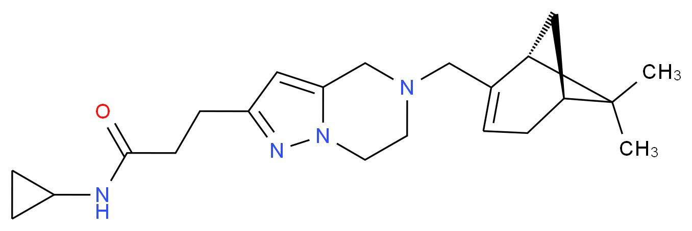 N-cyclopropyl-3-(5-{[(1R,5S)-6,6-dimethylbicyclo[3.1.1]hept-2-en-2-yl]methyl}-4,5,6,7-tetrahydropyrazolo[1,5-a]pyrazin-2-yl)propanamide_Molecular_structure_CAS_)