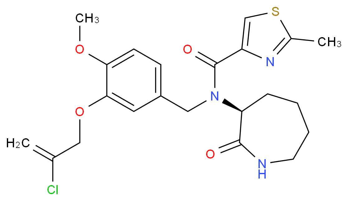 N-{3-[(2-chloro-2-propen-1-yl)oxy]-4-methoxybenzyl}-2-methyl-N-[(3S)-2-oxo-3-azepanyl]-1,3-thiazole-4-carboxamide_Molecular_structure_CAS_)