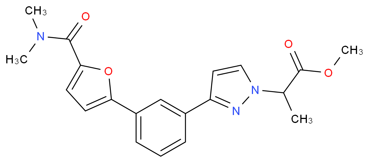 methyl 2-[3-(3-{5-[(dimethylamino)carbonyl]-2-furyl}phenyl)-1H-pyrazol-1-yl]propanoate_Molecular_structure_CAS_)