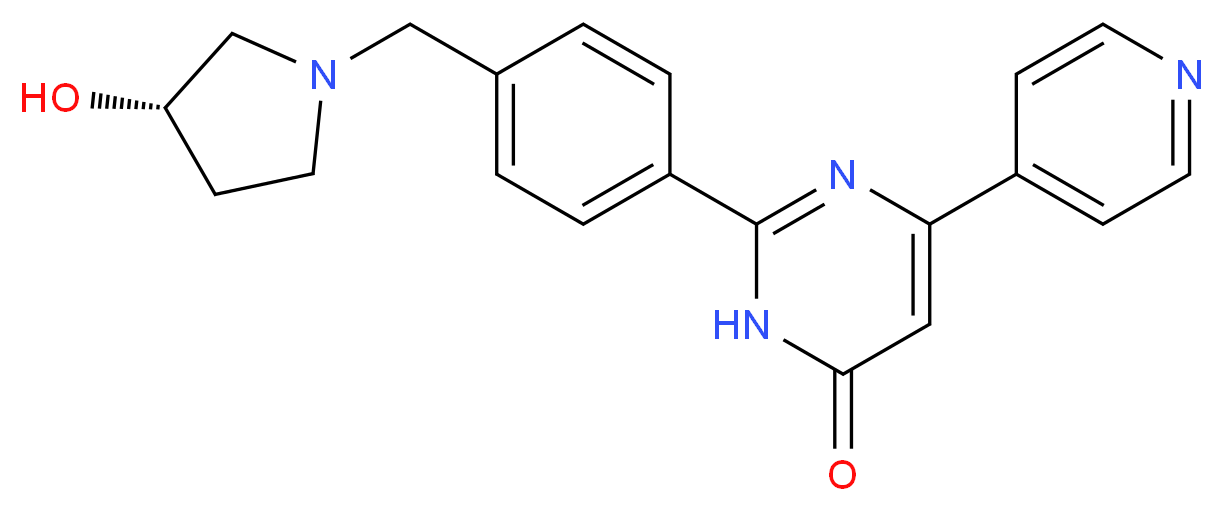 2-(4-{[(3S)-3-hydroxypyrrolidin-1-yl]methyl}phenyl)-6-pyridin-4-ylpyrimidin-4(3H)-one_Molecular_structure_CAS_)