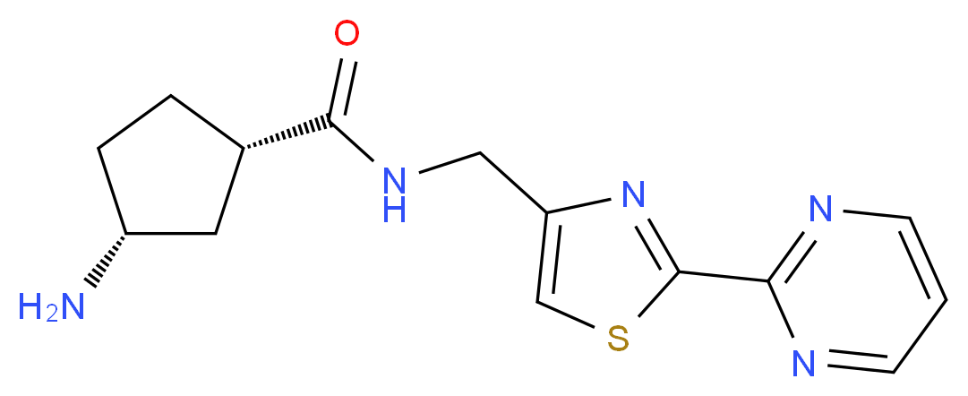 (1S*,3R*)-3-amino-N-{[2-(2-pyrimidinyl)-1,3-thiazol-4-yl]methyl}cyclopentanecarboxamide_Molecular_structure_CAS_)