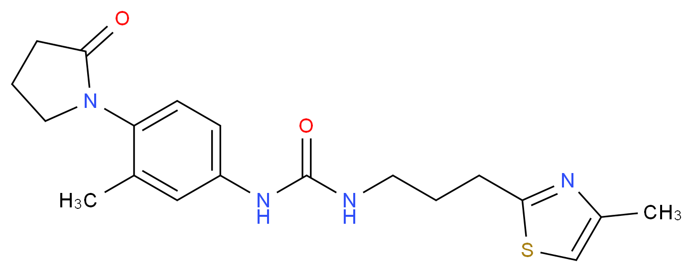 N-[3-methyl-4-(2-oxopyrrolidin-1-yl)phenyl]-N'-[3-(4-methyl-1,3-thiazol-2-yl)propyl]urea_Molecular_structure_CAS_)