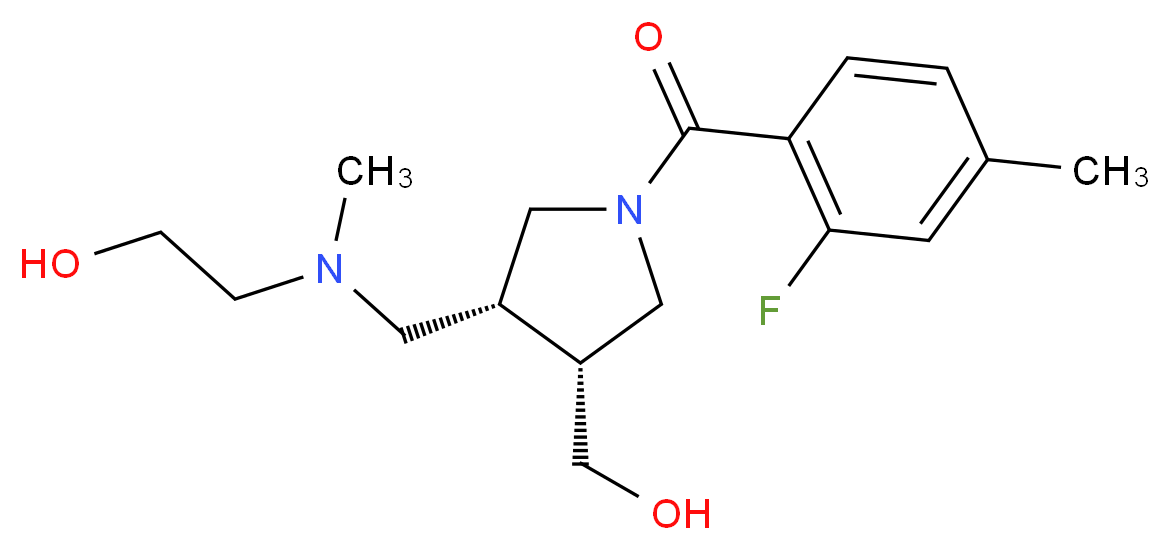 2-[{[(3R*,4R*)-1-(2-fluoro-4-methylbenzoyl)-4-(hydroxymethyl)pyrrolidin-3-yl]methyl}(methyl)amino]ethanol_Molecular_structure_CAS_)
