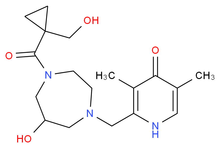 2-[(6-hydroxy-4-{[1-(hydroxymethyl)cyclopropyl]carbonyl}-1,4-diazepan-1-yl)methyl]-3,5-dimethylpyridin-4(1H)-one_Molecular_structure_CAS_)