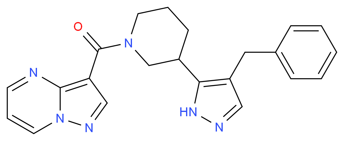 3-{[3-(4-benzyl-1H-pyrazol-5-yl)piperidin-1-yl]carbonyl}pyrazolo[1,5-a]pyrimidine_Molecular_structure_CAS_)