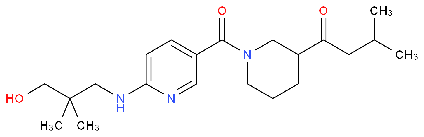1-[1-({6-[(3-hydroxy-2,2-dimethylpropyl)amino]pyridin-3-yl}carbonyl)piperidin-3-yl]-3-methylbutan-1-one_Molecular_structure_CAS_)