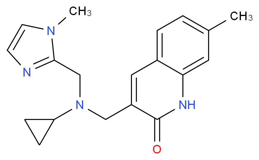 3-({cyclopropyl[(1-methyl-1H-imidazol-2-yl)methyl]amino}methyl)-7-methylquinolin-2(1H)-one_Molecular_structure_CAS_)