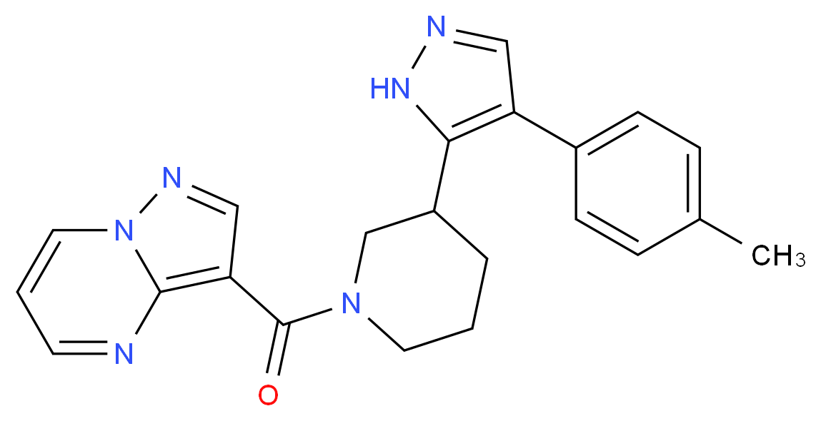3-({3-[4-(4-methylphenyl)-1H-pyrazol-5-yl]piperidin-1-yl}carbonyl)pyrazolo[1,5-a]pyrimidine_Molecular_structure_CAS_)