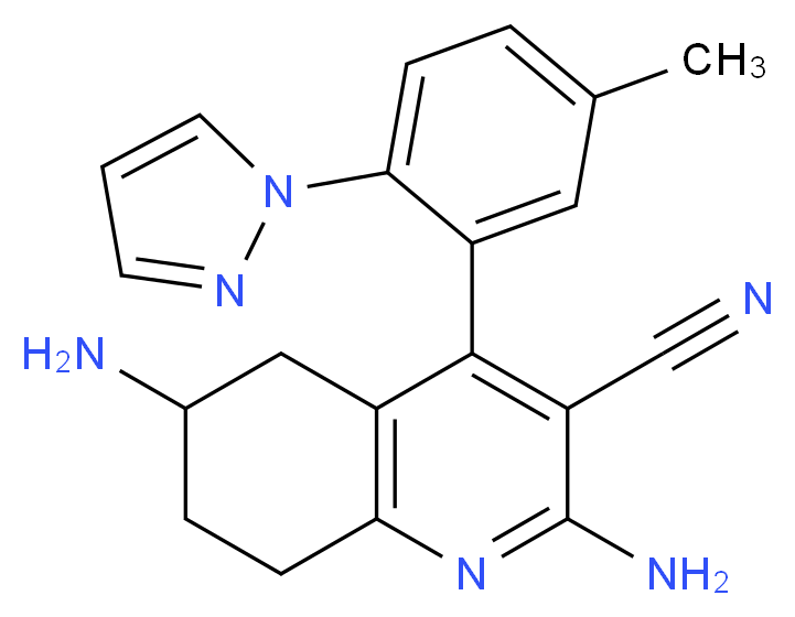 2,6-diamino-4-[5-methyl-2-(1H-pyrazol-1-yl)phenyl]-5,6,7,8-tetrahydroquinoline-3-carbonitrile_Molecular_structure_CAS_)