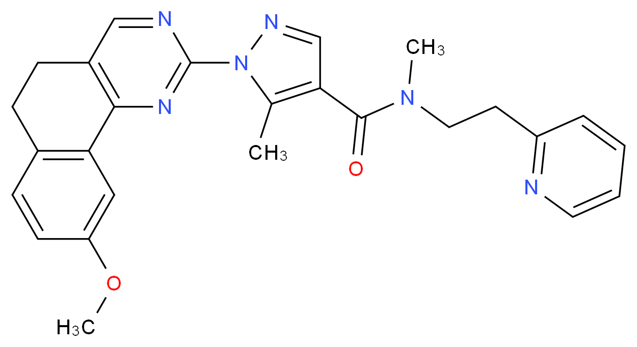 1-(9-methoxy-5,6-dihydrobenzo[h]quinazolin-2-yl)-N,5-dimethyl-N-[2-(2-pyridinyl)ethyl]-1H-pyrazole-4-carboxamide_Molecular_structure_CAS_)