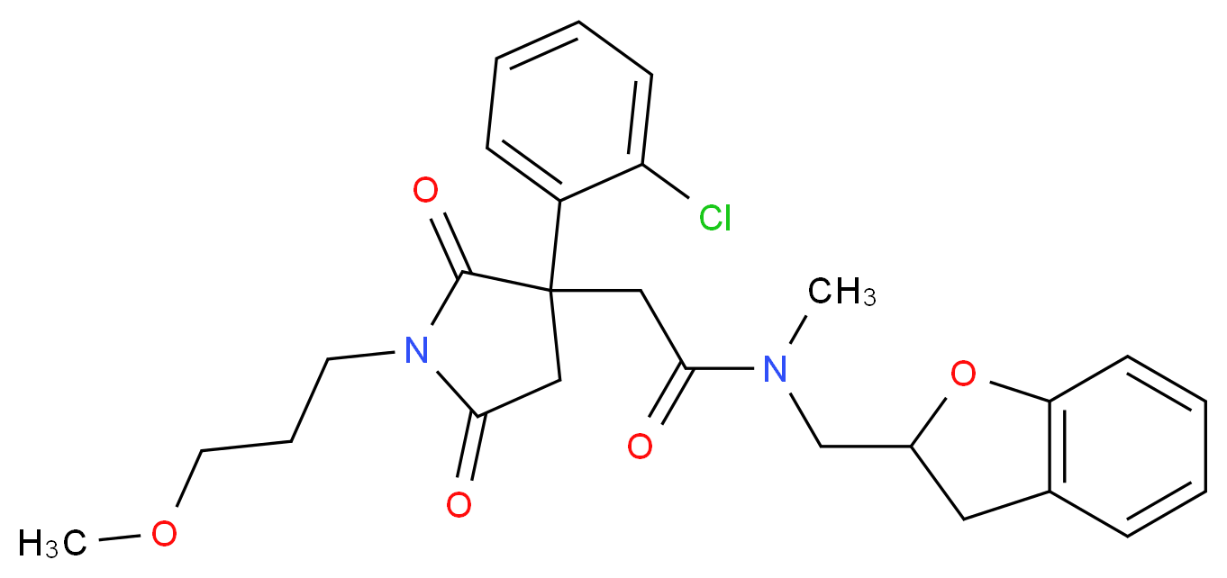 2-[3-(2-chlorophenyl)-1-(3-methoxypropyl)-2,5-dioxo-3-pyrrolidinyl]-N-(2,3-dihydro-1-benzofuran-2-ylmethyl)-N-methylacetamide_Molecular_structure_CAS_)