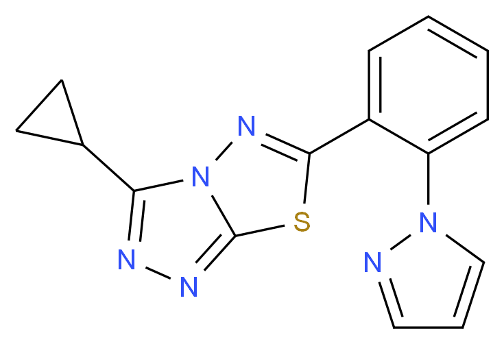 3-cyclopropyl-6-[2-(1H-pyrazol-1-yl)phenyl][1,2,4]triazolo[3,4-b][1,3,4]thiadiazole_Molecular_structure_CAS_)