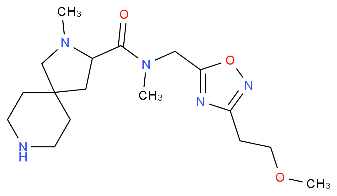 N-{[3-(2-methoxyethyl)-1,2,4-oxadiazol-5-yl]methyl}-N,2-dimethyl-2,8-diazaspiro[4.5]decane-3-carboxamide_Molecular_structure_CAS_)