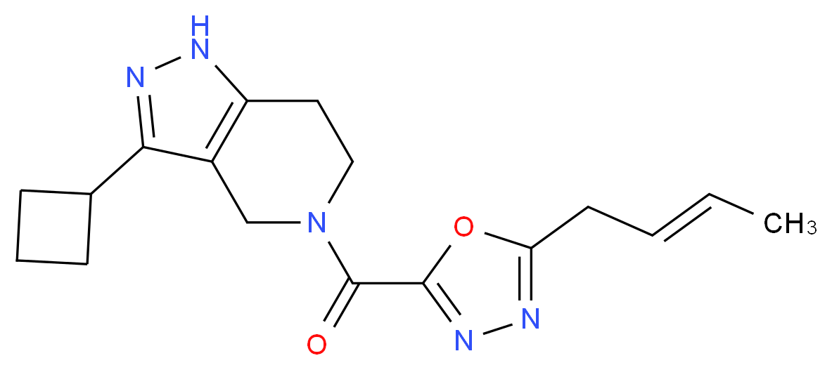 5-({5-[(2E)-but-2-en-1-yl]-1,3,4-oxadiazol-2-yl}carbonyl)-3-cyclobutyl-4,5,6,7-tetrahydro-1H-pyrazolo[4,3-c]pyridine_Molecular_structure_CAS_)