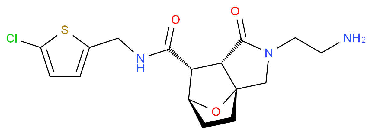 (1R*,5S*,6R*,7S*)-3-(2-aminoethyl)-N-[(5-chloro-2-thienyl)methyl]-4-oxo-10-oxa-3-azatricyclo[5.2.1.0~1,5~]decane-6-carboxamide_Molecular_structure_CAS_)