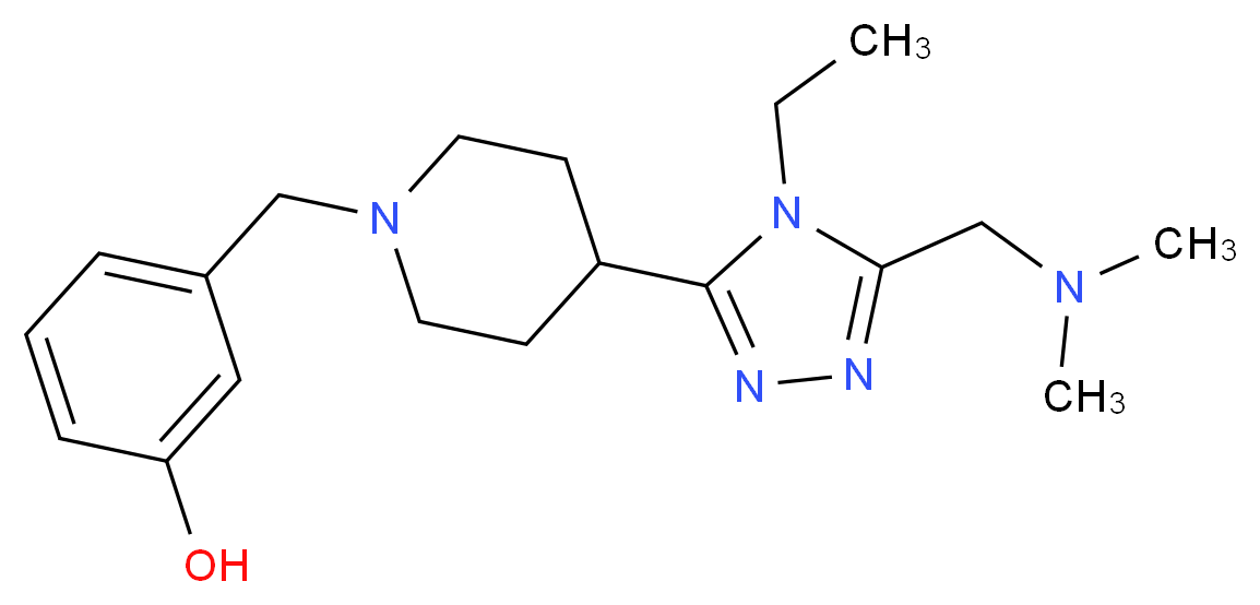 3-[(4-{5-[(dimethylamino)methyl]-4-ethyl-4H-1,2,4-triazol-3-yl}piperidin-1-yl)methyl]phenol_Molecular_structure_CAS_)