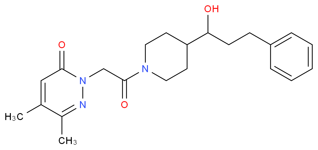 2-{2-[4-(1-hydroxy-3-phenylpropyl)-1-piperidinyl]-2-oxoethyl}-5,6-dimethyl-3(2H)-pyridazinone_Molecular_structure_CAS_)