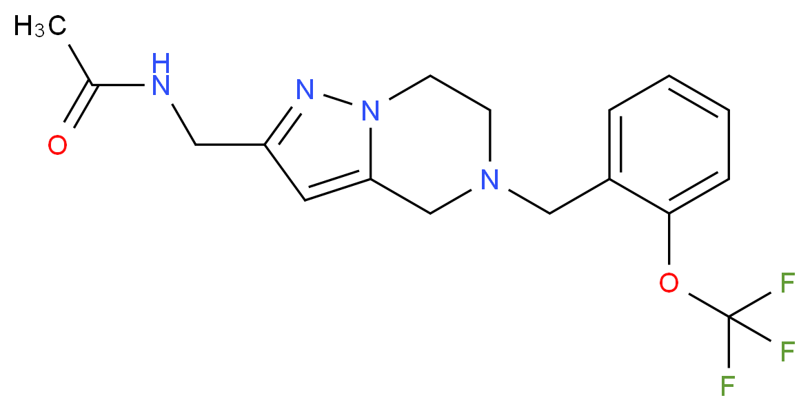 N-({5-[2-(trifluoromethoxy)benzyl]-4,5,6,7-tetrahydropyrazolo[1,5-a]pyrazin-2-yl}methyl)acetamide_Molecular_structure_CAS_)
