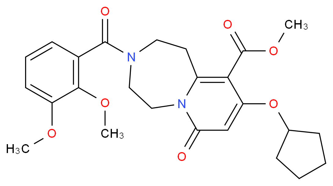 methyl 9-(cyclopentyloxy)-3-(2,3-dimethoxybenzoyl)-7-oxo-1,2,3,4,5,7-hexahydropyrido[1,2-d][1,4]diazepine-10-carboxylate_Molecular_structure_CAS_)