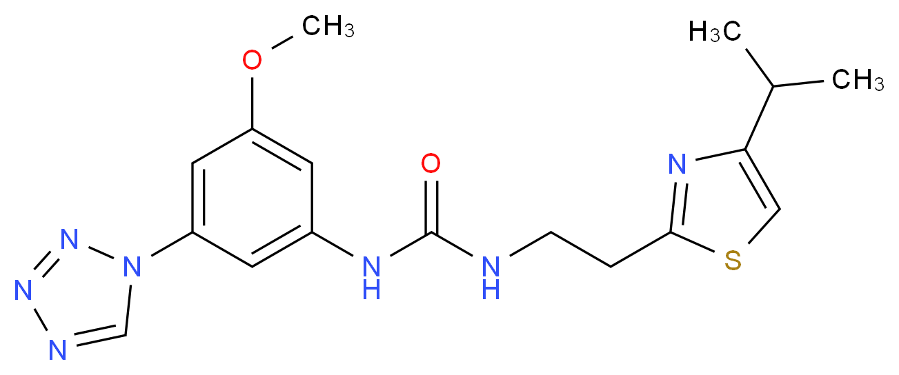 N-[2-(4-isopropyl-1,3-thiazol-2-yl)ethyl]-N'-[3-methoxy-5-(1H-tetrazol-1-yl)phenyl]urea_Molecular_structure_CAS_)