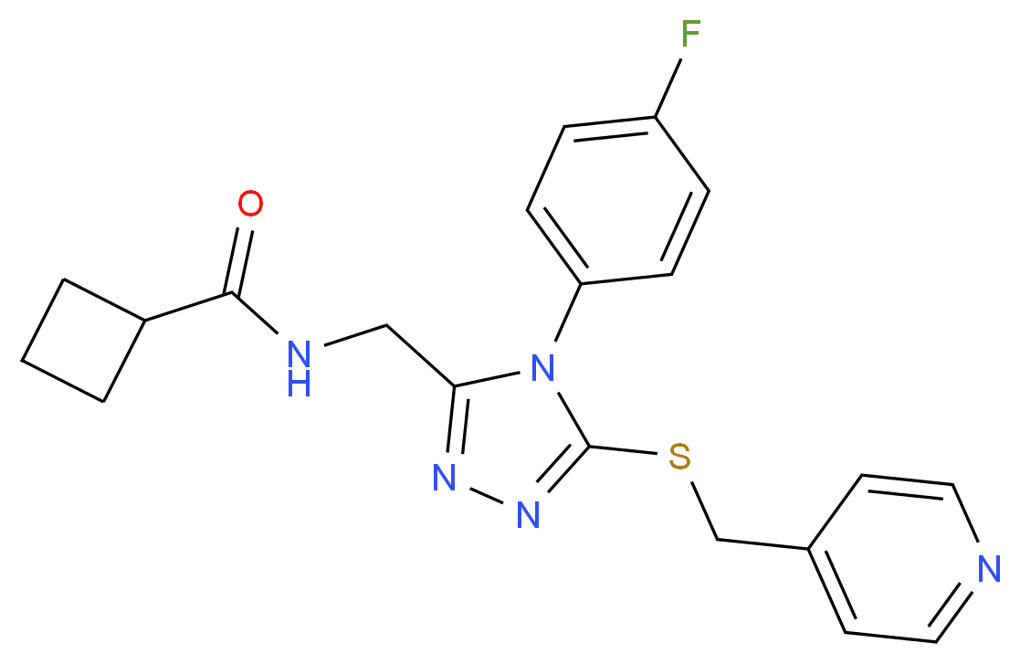 N-({4-(4-fluorophenyl)-5-[(4-pyridinylmethyl)thio]-4H-1,2,4-triazol-3-yl}methyl)cyclobutanecarboxamide_Molecular_structure_CAS_)